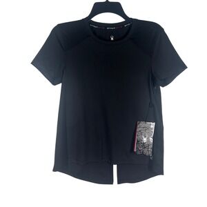 Spyder Active Black Short Sleeve Split Back Athletic T-Shirt Women‎ Sz Small NEW